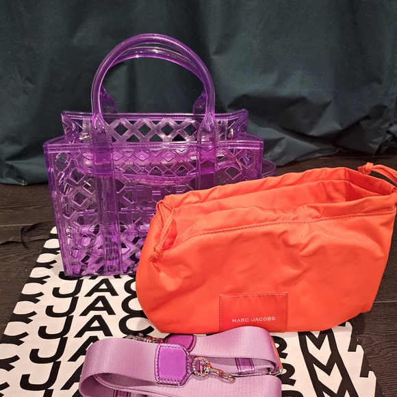 Marc Jacobs Transparent Purple Tote with Orange Pouch - Picture 1 of 4